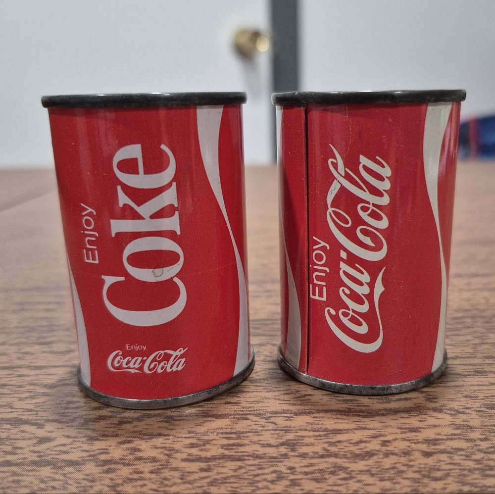 Cute! Vintage Coca-Cola Tin Salt And Pepper Shakers